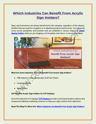 Which Industries Can Benefit From Acrylic Sign Holders?