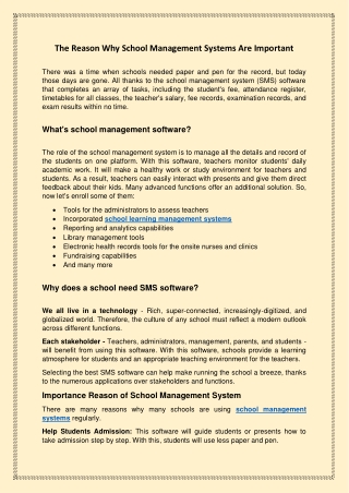 The Reason Why School Management Systems Are Important