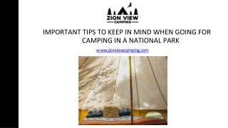 Tips To Keep In Mind When Going For Camping In A National Park