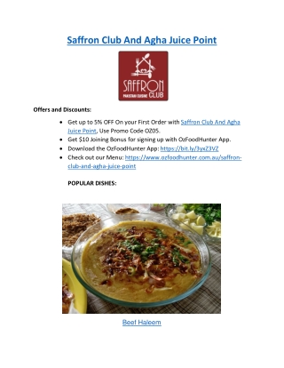 5% off - Saffron Club And Agha Juice Point Prospect, SA