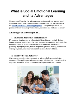 What is Social Emotional Learning and its Advantages (1)