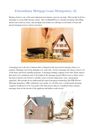 Extraordinary Mortgage Loans Montgomery, AL
