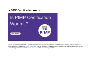 Is PfMP Certification Worth It