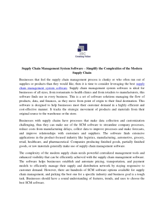 Supply Chain Management System Software – Simplify the Complexities of the Modern Supply Chain