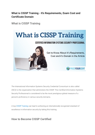 What is CISSP Training - It's Requirements, Exam Cost and Certificate Domain
