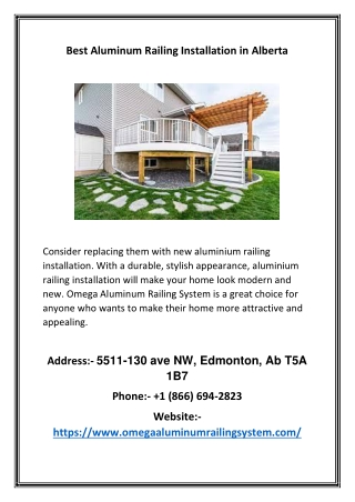 Best Aluminum Railing Installation in Alberta