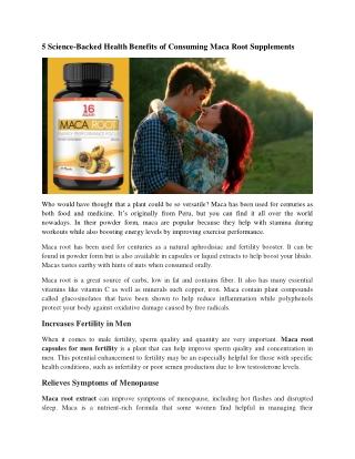 5 Science-Backed Health Benefits of Consuming Maca Root Supplements