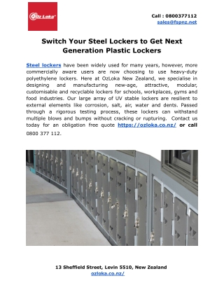 Switch Your Steel Lockers to Get Next Generation Plastic Lockers