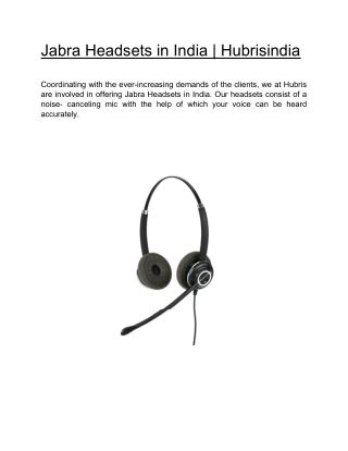 Jabra Headsets in India | Hubrisindia