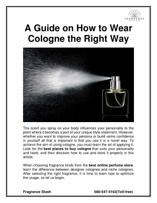 A Guide On How To Wear Cologne The Right Way