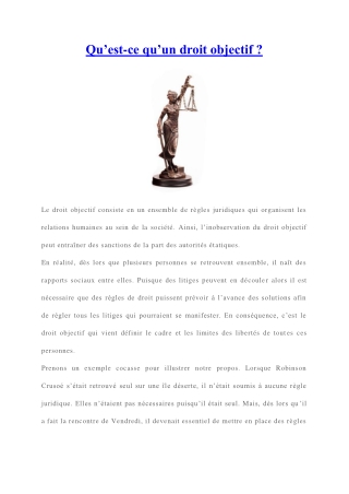 Un droit objective : une leçon complète