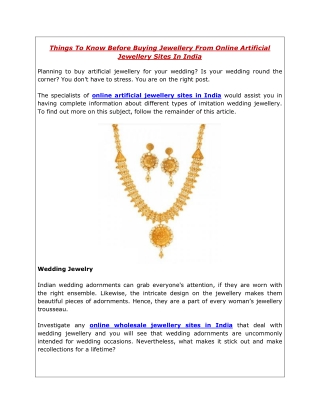 Things To Know Before Buying Jewellery From Online Artificial Jewellery Sites In India