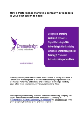 How a Performance marketing company in Vadodara is your best option to scale