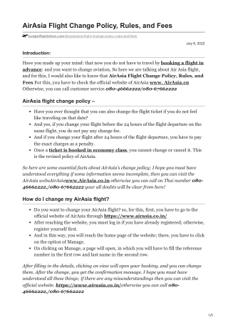 AirAsia Flight Change Policy Rules and Fees