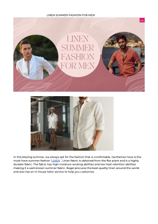Summer Fashion for Men - Linen
