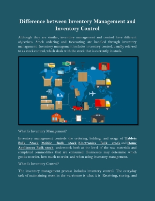 Difference between Inventory Management and Inventory Control