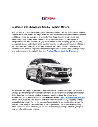 Best Used Car Showroom Tips by Pratham Motors