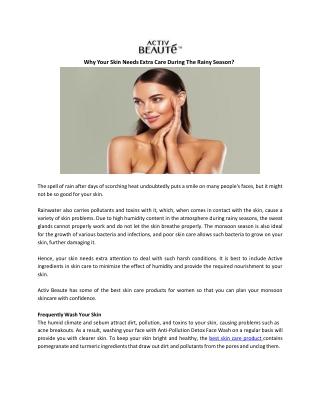 Why Your Skin Needs Extra Care During The Rainy Season
