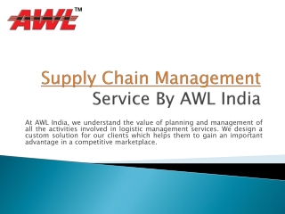 Supply Chain Management Service By AWL India