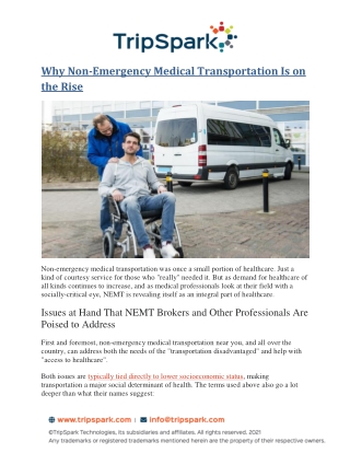 Why Non-Emergency Medical Transportation Is on the Rise