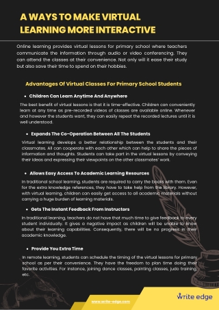 A Ways to Make Virtual Learning More Interactive