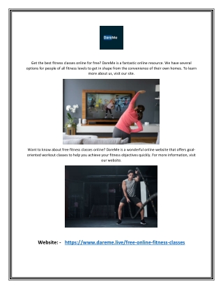 Free Fitness Classes Online | DareMe