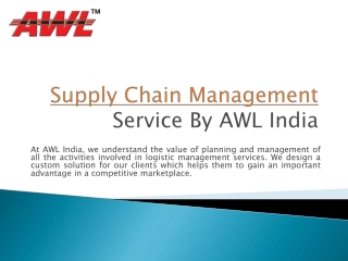 Supply Chain Management Service By AWL India