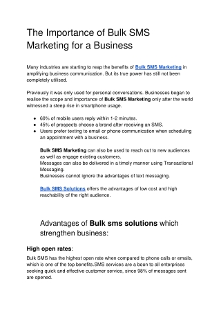 The Importance of Bulk SMS Marketing for a Business (1)