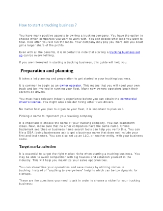 How to start a trucking business d
