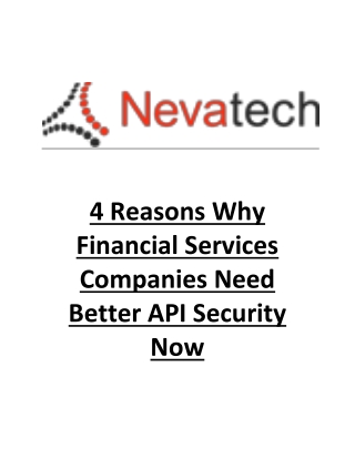 4 Reasons Why Financial Services Companies Need Better API Security Now