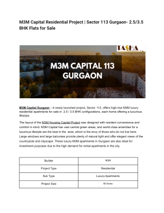 M3M Capital Residential Project _ Sector 113 Gurgaon- 2
