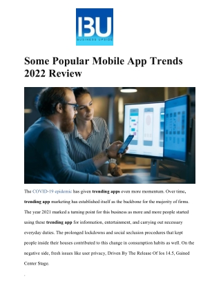 Some Popular Mobile App Trends 2022 Review