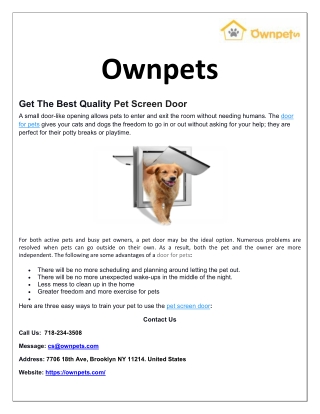 Get The Best Screen Door For Pets