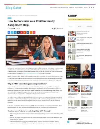 How To Conclude Your Rmit University Assignment Help