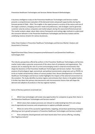 Preventive Healthcare Technologies and Services Market