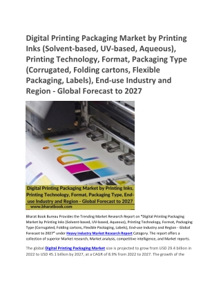 Digital Printing Packaging Market, Global Forecast to 2027