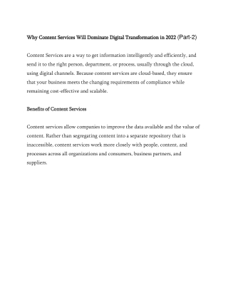 Why Content Services Will Dominate Digital Transformation in 2022 (part-2)