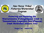 Protecting and Restoring the Waw aatamnima FishingSquaw Creek to Imnaamatnoon Legendary BearPapoose Creek Watershed Ana