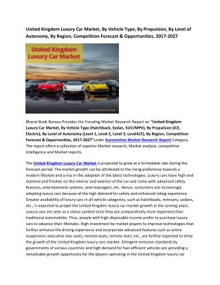 United Kingdom Luxury Car Market Research Report 2017-2027