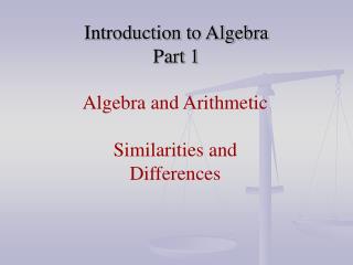 Introduction to Algebra Part 1