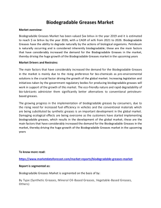 Biodegradable Greases Market