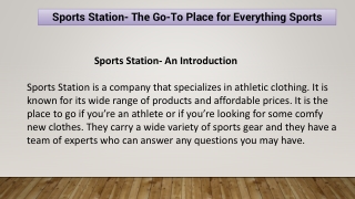 Sports Station- The Go-To Place for Everything Sports