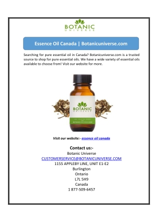 Essence Oil Canada | Botanicuniverse.com