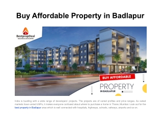 Buy Affordable Property in Badlapur