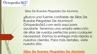 Sillas De Ruedas Plegables De Aluminio | Ortopedia365.com