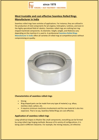 Most trustable and cost-effective Seamless Rolled Rings Manufacturer in India