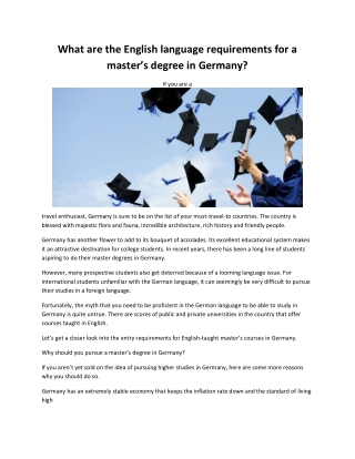 What are the English language requirements for a master’s degree in Germany