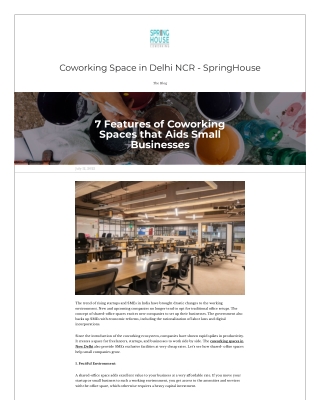 7 Features of Coworking Spaces that Aids Small Businesses 