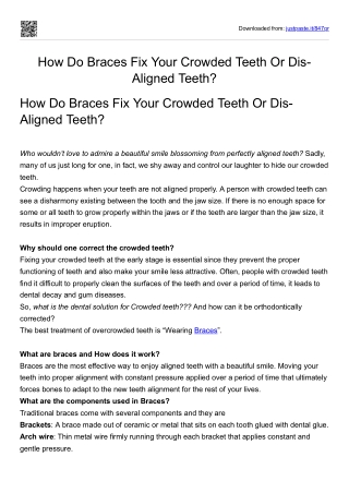 How Do Braces Fix Your Crowded Teeth Or DisAligned Teeth