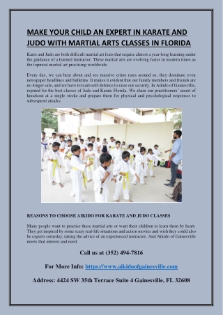 Best Karate and judo with martial arts classes in Florida